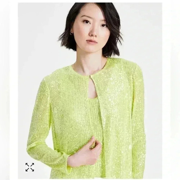 Anne  Klein Sequinned Duster side slit cardigan sz S - Picture 6 of 8
